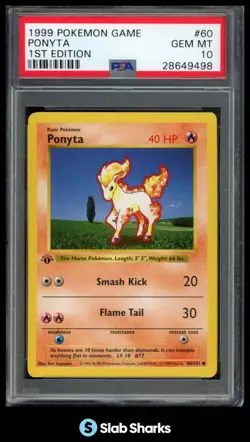1999 POKEMON BASE SET 1ST EDITION #60/102 PONYTA PSA 10 - Image 1