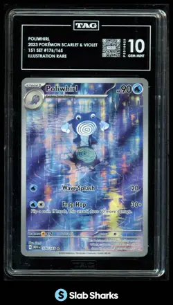 2023 POKEMON SV 151 - MEW EN #176/165 POLIWHIRL ILLUSTRATION RARE TAG 10 - Image 1