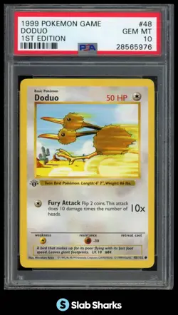 1999 POKEMON BASE SET 1ST EDITION #48/102 DODUO PSA 10 - Image 1