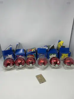 RARE 23K Gold Plated Trading Card Burger King Pokemon Ball Full Set W/ Mewtwo - Image 1