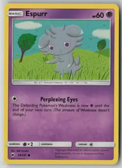 Espurr 59/147 Pokemon Burning Shadows Common Card Lightly Played (LP) 1 - Image 1