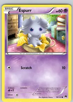 Pokemon TCG Espurr XY BREAKpoint 58/122 Regular Common Card NM - Image 1