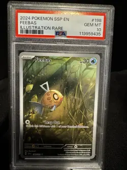 Pokemon TCG Feebas Holo Illustration Rare Card Surging Sparks 198/191 PSA 10 - Image 1