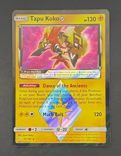 Pokemon Card Tapu Koko Prism Star 51/81 Team Up - Near Mint - Image 1