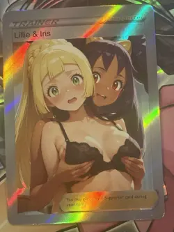 Pokemon Lillie & Iris Anime Waifu Custom DIY Trainer Art Sexy Pokemon card - Image 1