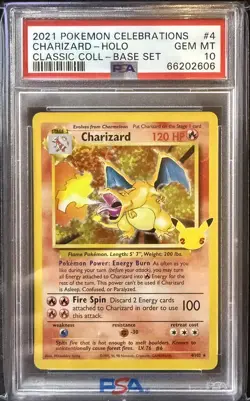 PSA 10 Charizard Celebrations Classic 4/102 Holo Base Set Pokemon Card 2021 - Image 1