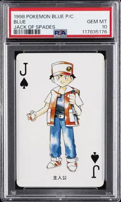 1998 POKEMON BLUE VERSION PLAYING CARDS JACK OF SPADES BLUE PSA 10 - Image 1