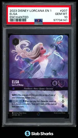 2023 DISNEY LORCANA EN 1 #207/204 ELSA SPIRIT OF WINTER ENCHANTED PSA 10 - Image 1