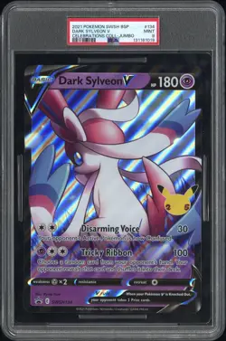2021 POKEMON SWSH PROMO CELEBRATIONS COLLECTION-TAG DARK SYLVEON V PSA 9 - Image 1