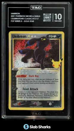 2021 POKEMON SW&SH CELEBRATIONS UMBREON GOLD STAR CLASSIC COLLECTION TAG 10 - Image 1