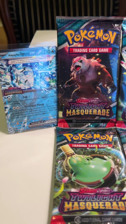 Twilight Masquerade, 4 Booster Pack Lot, Sealed, Pokemon TCG, +Ogerpon (Stamped) - Image 2