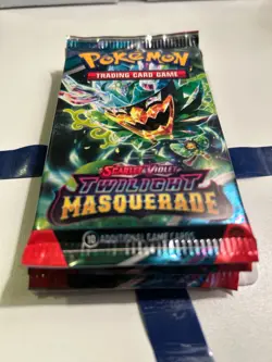 Twilight Masquerade, 4 Booster Pack Lot, Sealed, Pokemon TCG, +Ogerpon (Stamped) - Image 3