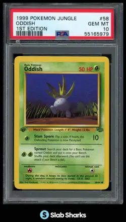1999 POKEMON JUNGLE 1ST EDITION #58/64 ODDISH PSA 10 - Image 1