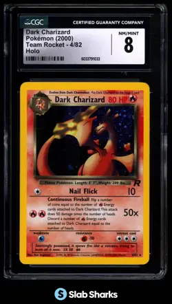 2000 POKEMON TEAM ROCKET #4/82 DARK CHARIZARD HOLO CGC 8 - Image 1