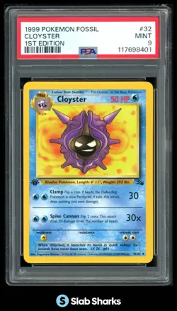 1999 POKEMON FOSSIL 1ST EDITION #32/62 CLOYSTER PSA 9 - Image 1