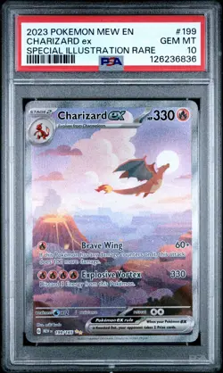 2023 POKEMON MEW EN-151 SPECIAL ILLUSTRATION RARE #199 CHARIZARD EX PSA 10 - Image 1