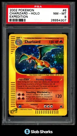 2002 POKEMON EXPEDITION SET #6/165 CHARIZARD HOLO PSA 8 - Image 1