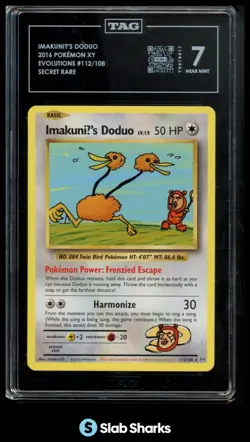 2016 POKEMON XY EVOLUTIONS #112/108 IMAKUNIU'S DODUO SECRET RARE TAG 7 - Image 1