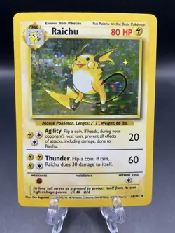 Raichu 014/102 Base Set Holo Pokemon TCG Collectible Vintage Rare LP - Image 1