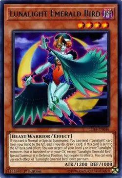 Yugioh! LP Lunalight Emerald Bird - LED4-EN046 - Rare - 1st Edition Lightly Play - Image 1