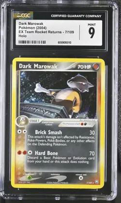 CGC 9 MINT Dark Marowak EX Team Rocket Returns 7/109 Holo SWIRL Pokemon Card - Image 1
