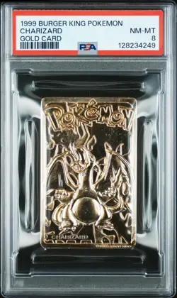 1999 BURGER KING POKEMON GOLD CARDS CHARIZARD PSA 8 - Image 1