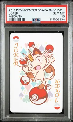 2011 POKEMON CENTER OSAKA REOPENING PLAYING CARDS MEOWTH JOKER PSA 10 - Image 1
