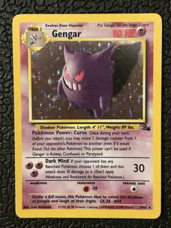 Pokemon TCG Gengar Holo Rare Card 5/62 Fossil Unlimited 1999 - Image 1