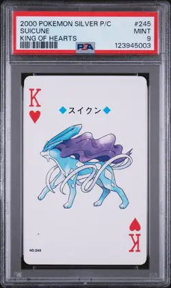 2000 POKEMON SILVER VERSION PLAYING CARDS KING OF HEARTS #245 SUICUNE PSA 9 - Image 1