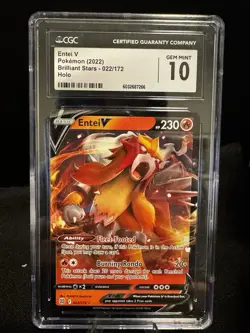 Pokemon Entei v TCG Holo Ultra Rare Card Brilliant Stars 022/172 CGC 10 - Image 1
