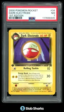 2000 POKEMON TEAM ROCKET 1ST EDITION #34/82 DARK ELECTRODE PSA 7 - Image 1