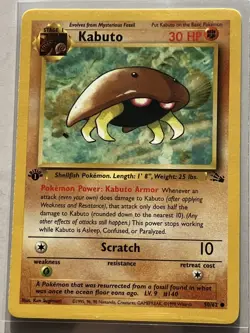 KING! TRY AND CLEAR ME OUT. Kabuto 50/62 Fossil First Edition Pokemon Card - 4 - Image 1