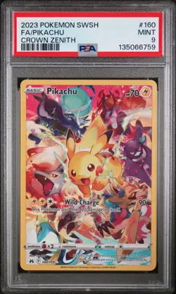 2023 POKEMON SWORD & SHIELD CROWN ZENITH #160 FULL ART/PIKACHU PSA 9 - Image 1
