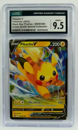 Pikachu V SWSH285 Crown Zenith Holo Black Star Promo CGC 9.5 Pokemon Card Slab - Image 1