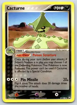 Cacturne - EX Power Keepers 27/108 Ken Sugimori Vintage Pokemon TCG Card LP - Image 1