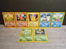 Pokemon Base Set Kanto Starters 7-Card Lot Pikachu & Evolutions Vintage LP - Image 1