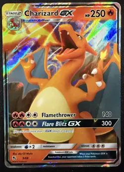 Pokemon TCG Charizard GX Hidden Fates Holo Ultra Rare Card 9/68 NM Condition - Image 1