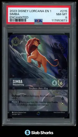 2023 DISNEY LORCANA THE FIRST CHAPTER SIMBA RETURNED KING ENCHANTED PSA 8 - Image 1