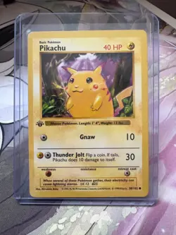 1st Edition Pikachu (Red Cheeks) Shadowless 58/102 1999 Pokemon Base Set - Image 1