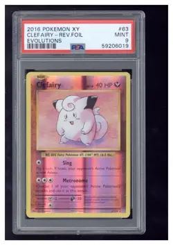 2016 Pokemon XY Evolutions 63 Clefairy-Reverse Foil PSA 9 - Image 1
