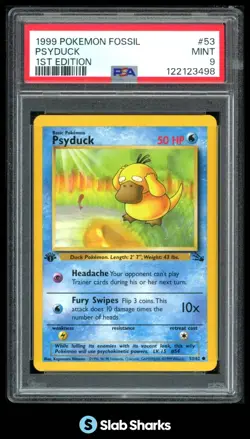 1999 POKEMON FOSSIL 1ST EDITION #53/62 PSYDUCK PSA 9 - Image 1