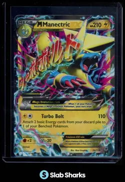 2014 POKEMON XY PHANTOM FORCES #24/119 MEGA MANECTRIC EX ULTRA RARE - Image 1