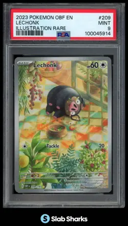 2023 POKEMON OBSIDIAN FLAMES - OBF EN #209/197 LECHONK ILLUSTRATION RARE PSA 9 - Image 1