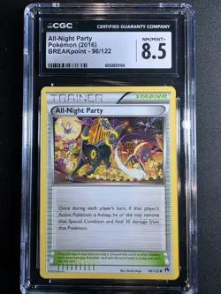 Pokemon All Night Party Umbreon #96/122 NM Miscut XY Breakpoint CGC 8.5 - Image 1