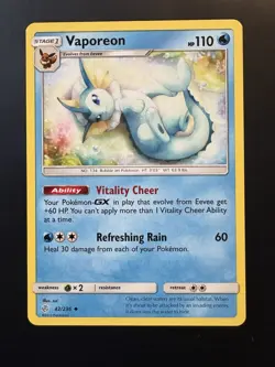 Pokemon TCG Cosmic Eclipse Vaporeon 42/236 Non Holo Rare - Image 1