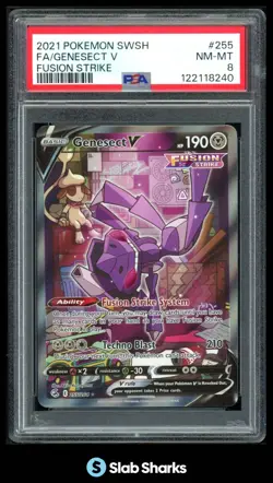2021 POKEMON SWORD & SHIELD FUSION STRIKE #255/264 GENESECT V FULL ART PSA 8 - Image 1