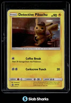 2016 POKEMON SM BLACK STAR PROMOS #SM190 DETECTIVE PIKACHU LIGHTLY PLAYED - Image 1