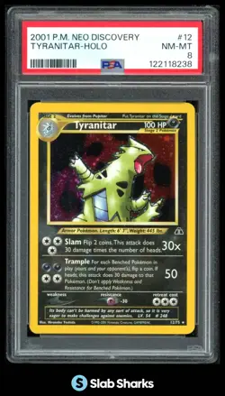 2001 POKEMON NEO DISCOVERY #12/75 TYRANITAR HOLO PSA 8 - Image 1