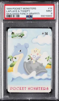 1999 POCKET MONSTERS SEALDASS FANCY GRAFFITI #14 LAPLACE & TOGEPY PSA 9 - Image 1