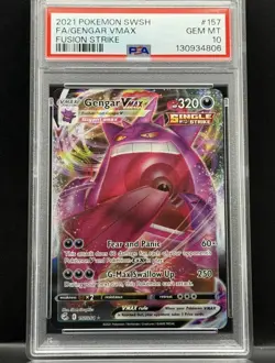 Gengar VMAX Fusion Strike Full Art #157 PSA 10 Gem Mint Pokemon - Image 1